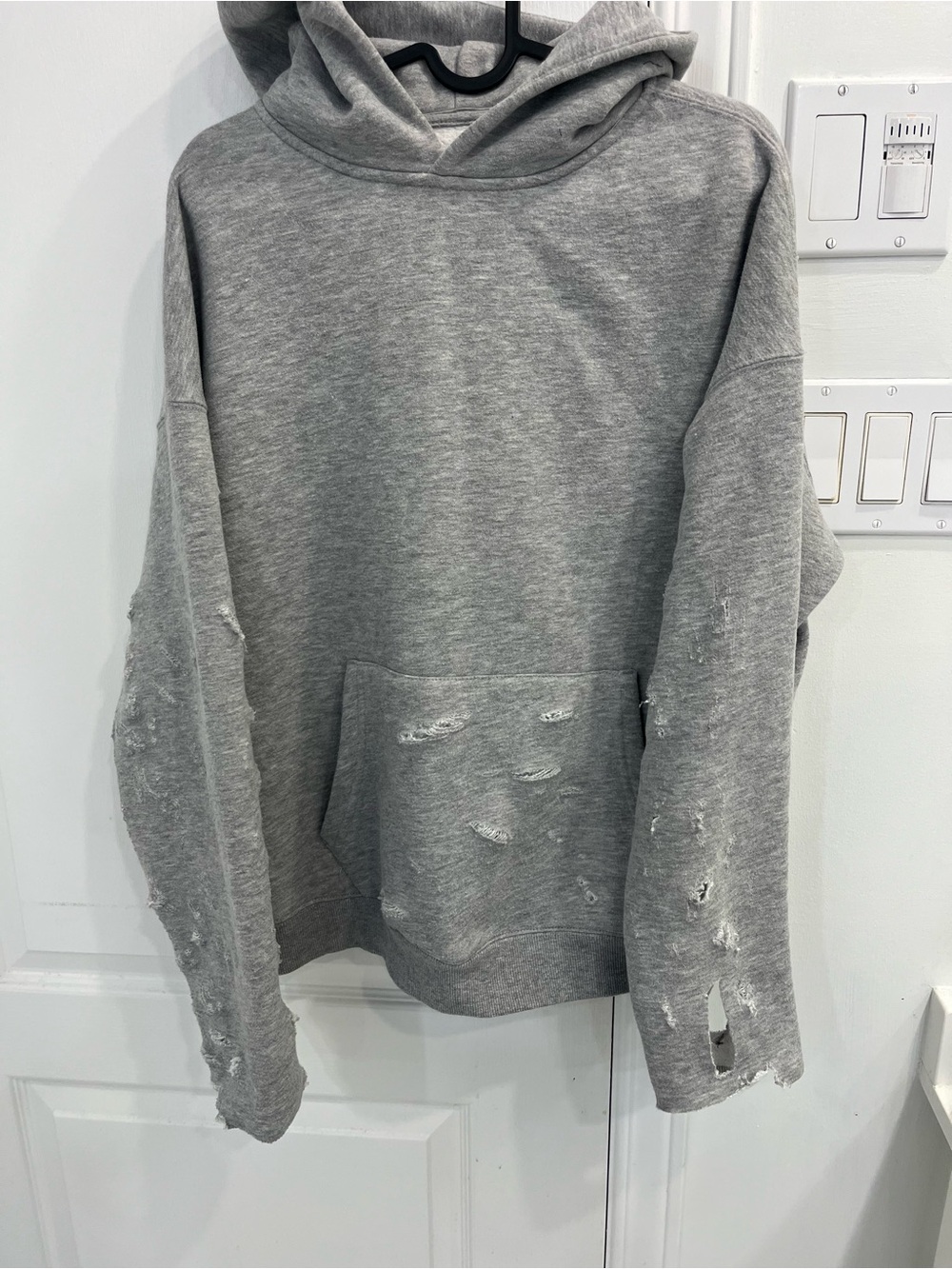 Gray Distressed Men's designer hoodie